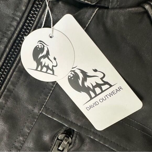 David Outwear Black Quilted PU Leather Bonanza Jacket with Zipper Closure Small - Picture 4 of 7